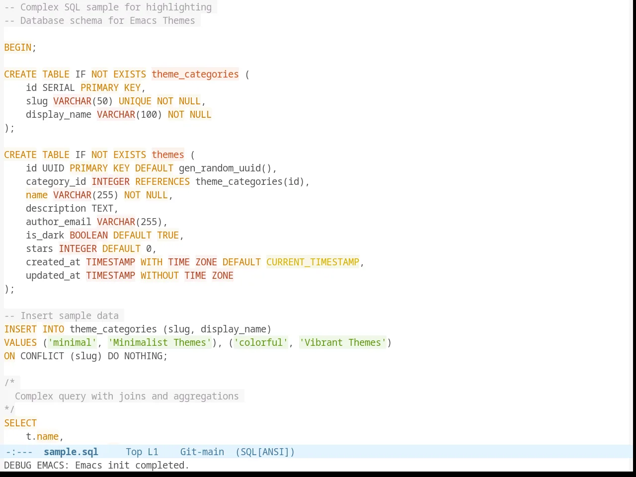Twilight Bright Theme in sql-mode