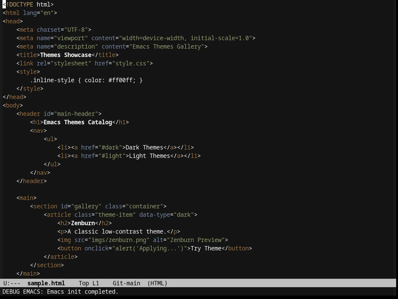Twilight Theme in html-mode