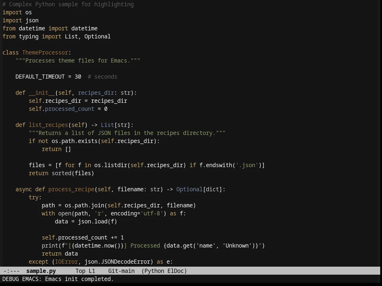 Twilight Theme in python-mode