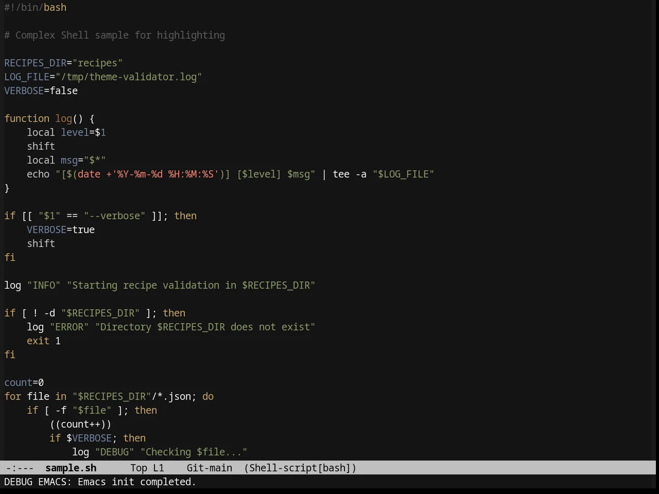 Twilight Theme in sh-mode