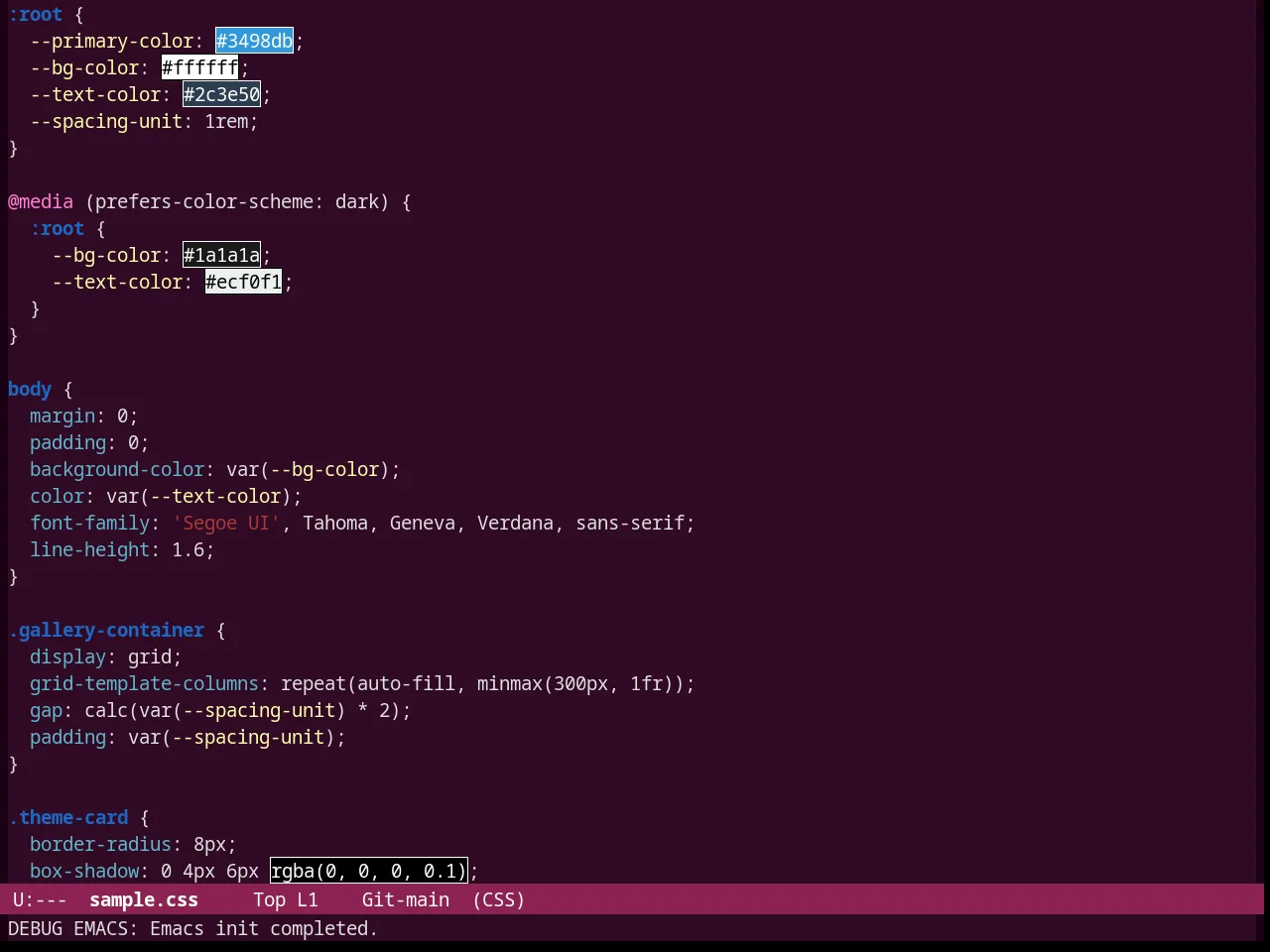 Ubuntu Theme in css-mode