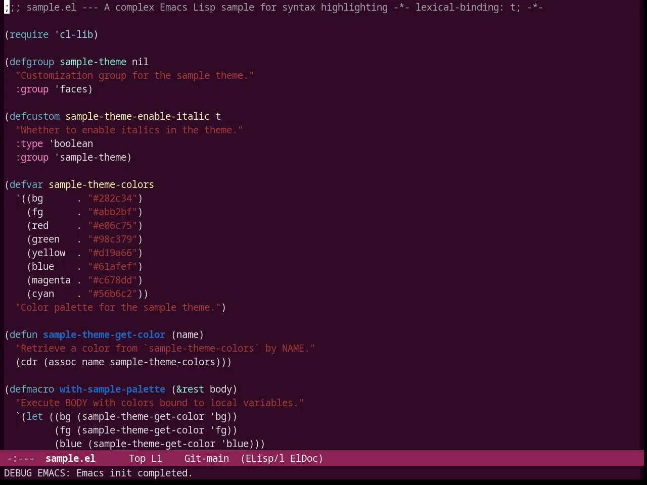 Ubuntu Theme in emacs-lisp-mode