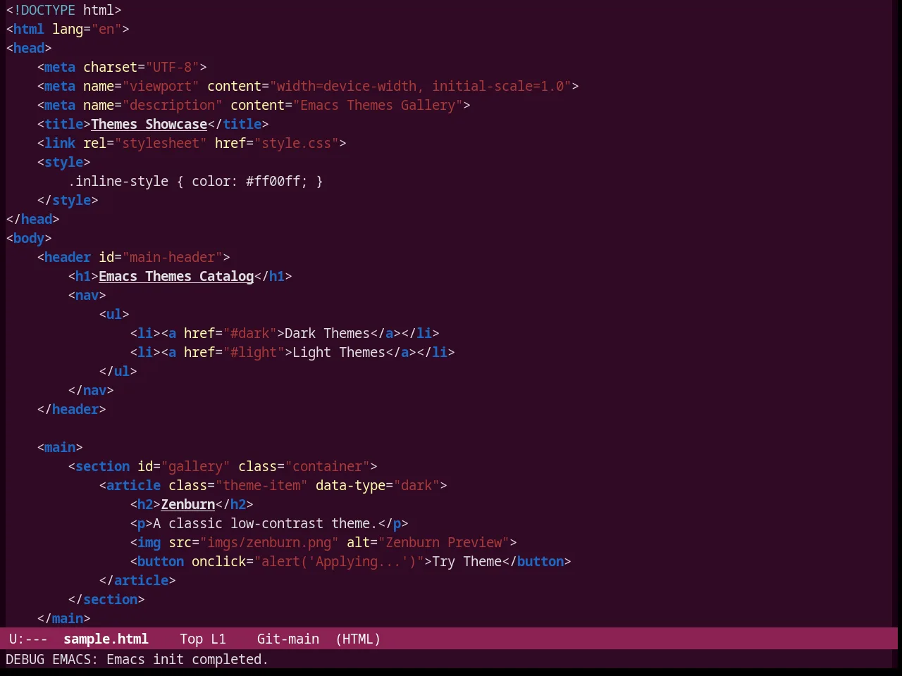 Ubuntu Theme in html-mode