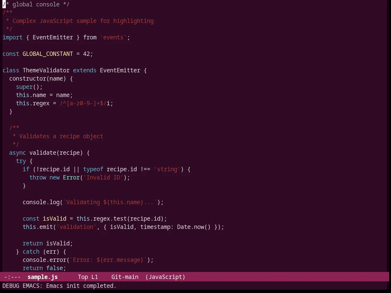 Ubuntu Theme in javascript-mode