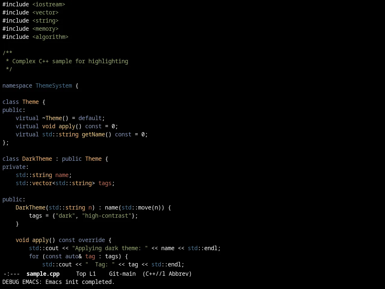 Ujelly Theme in c++-mode