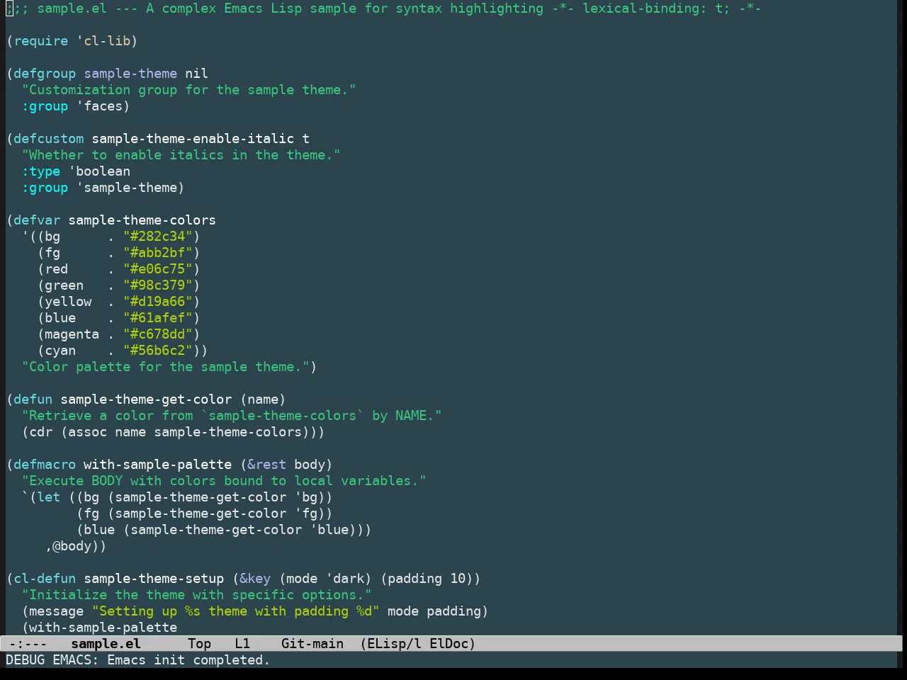 Undersea Theme in emacs-lisp-mode