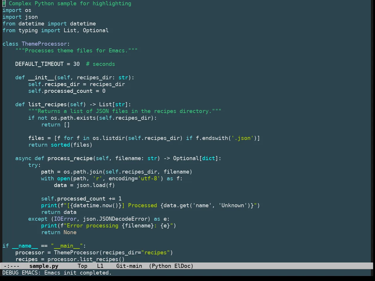 Undersea Theme in python-mode