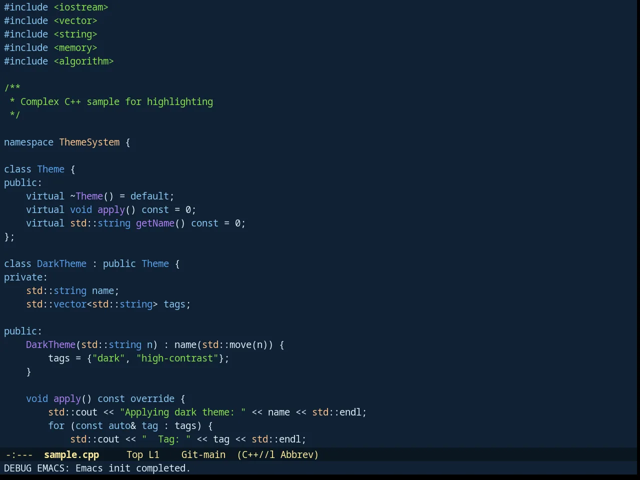 Underwater Theme in c++-mode