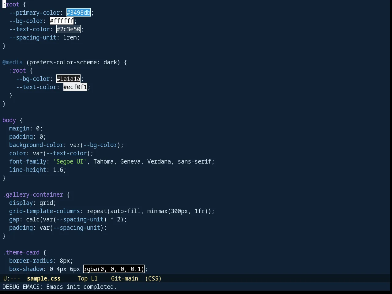 Underwater Theme in css-mode