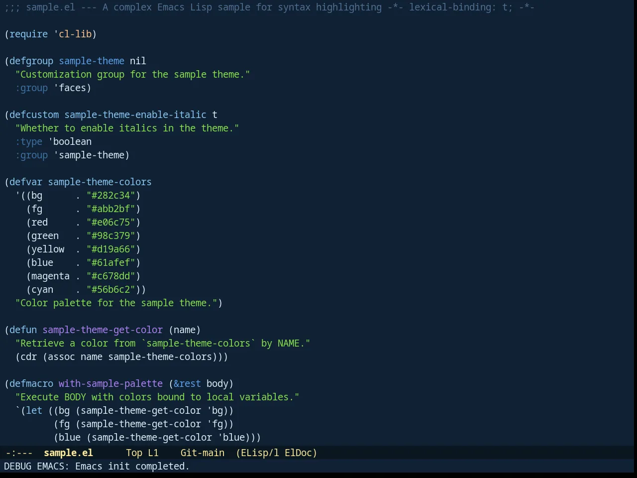Underwater Theme in emacs-lisp-mode