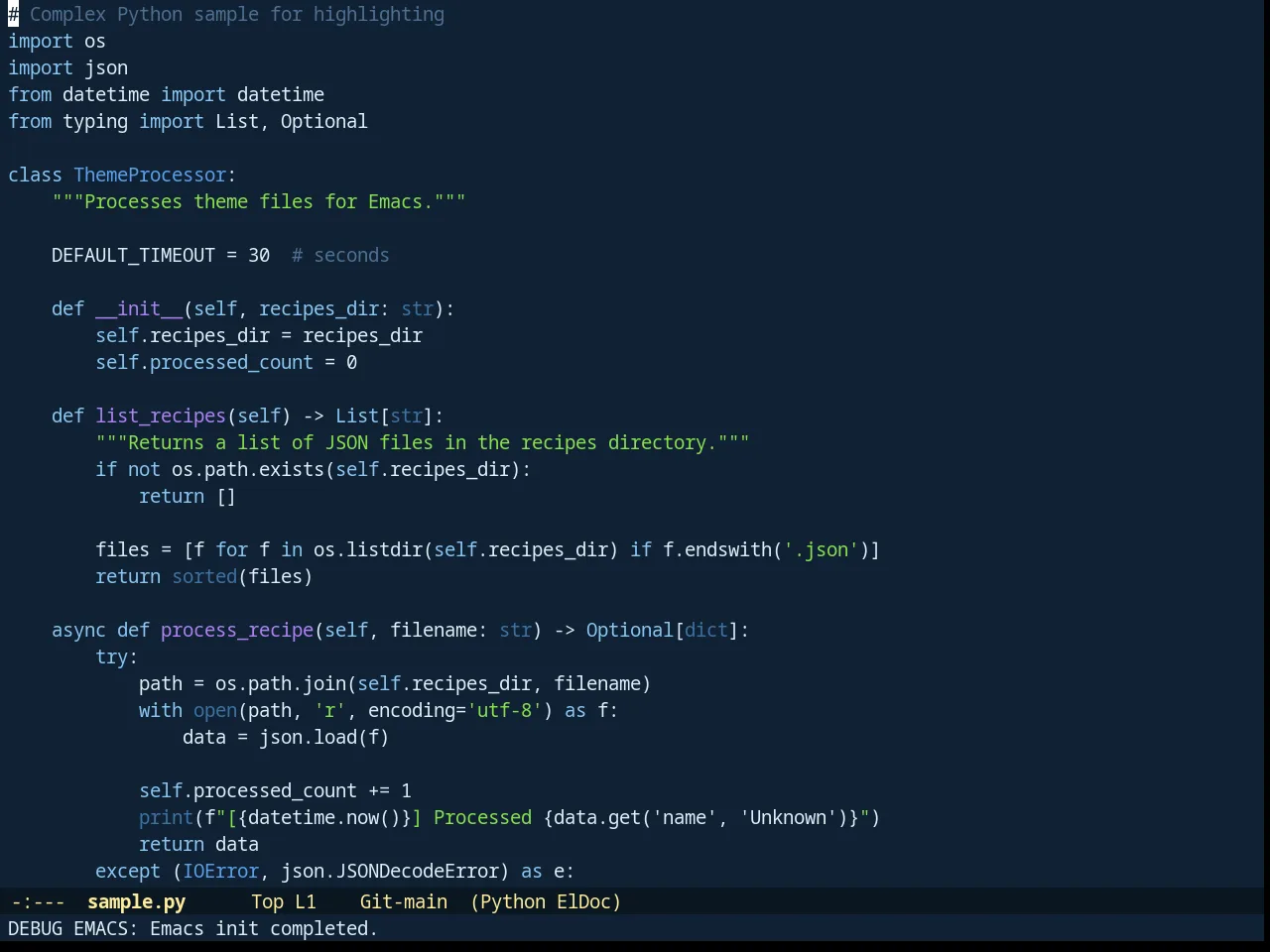 Underwater Theme in python-mode