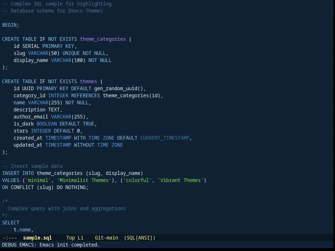 Underwater Theme in sql-mode