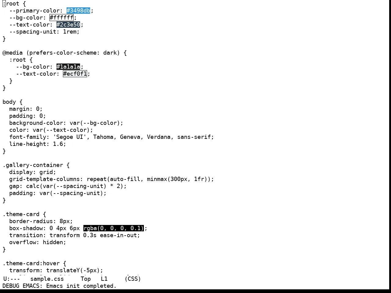 Unspecified Theme in css-mode