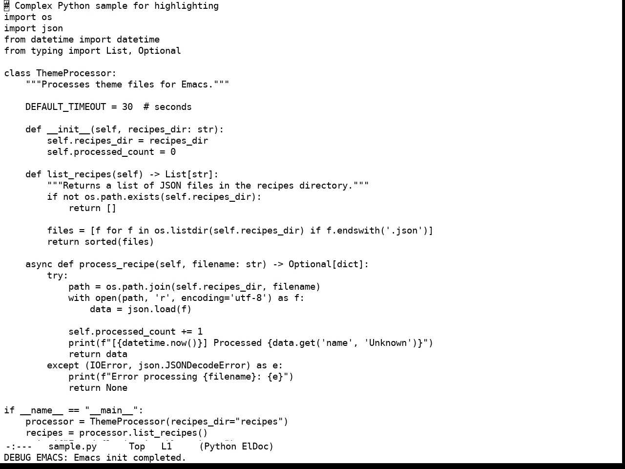 Unspecified Theme in python-mode