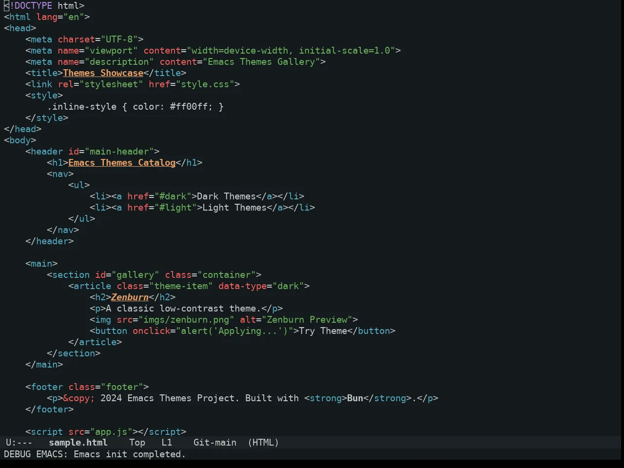 Uwu Theme in html-mode
