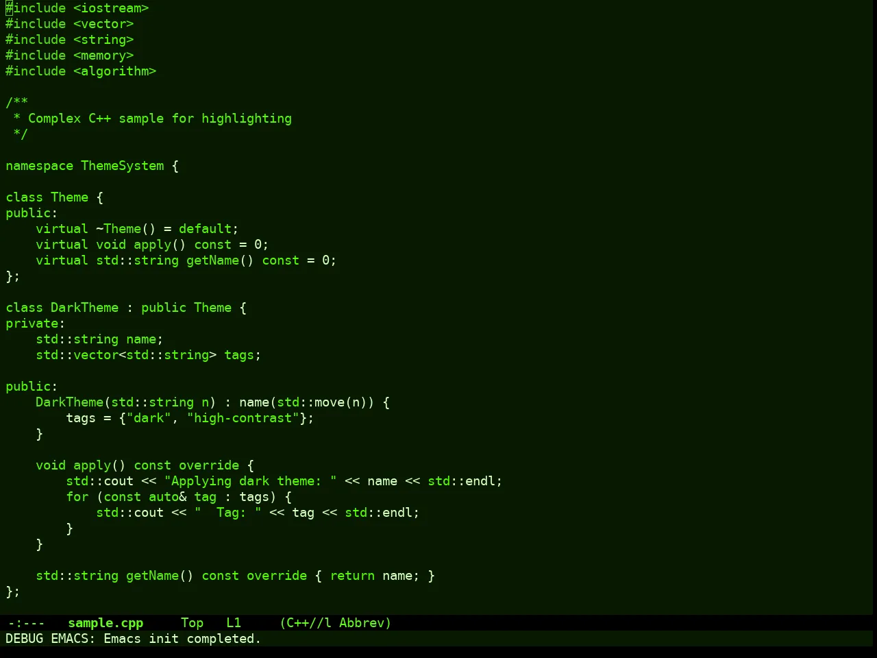 Vegetative Theme in c++-mode