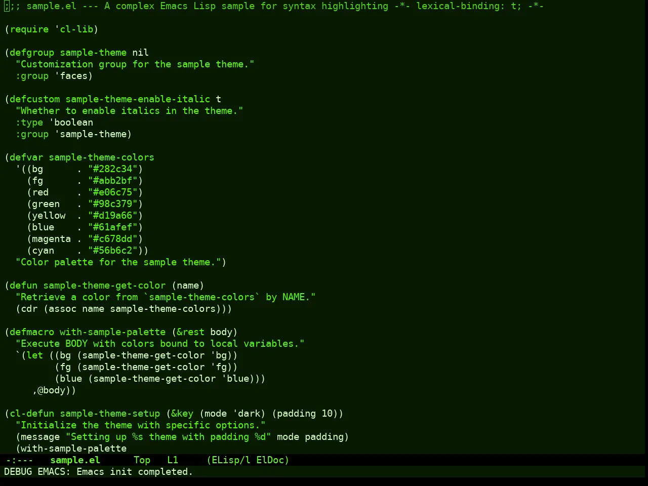 Vegetative Theme in emacs-lisp-mode