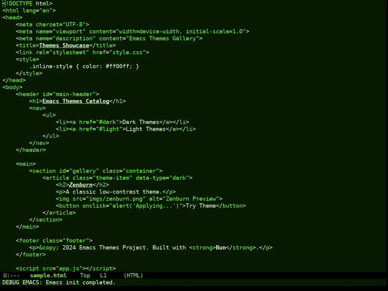 Vegetative Theme in html-mode