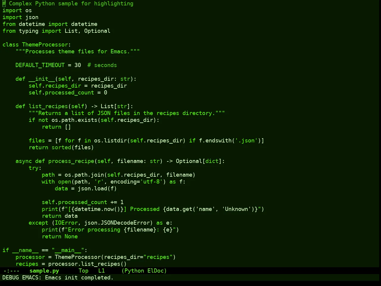 Vegetative Theme in python-mode