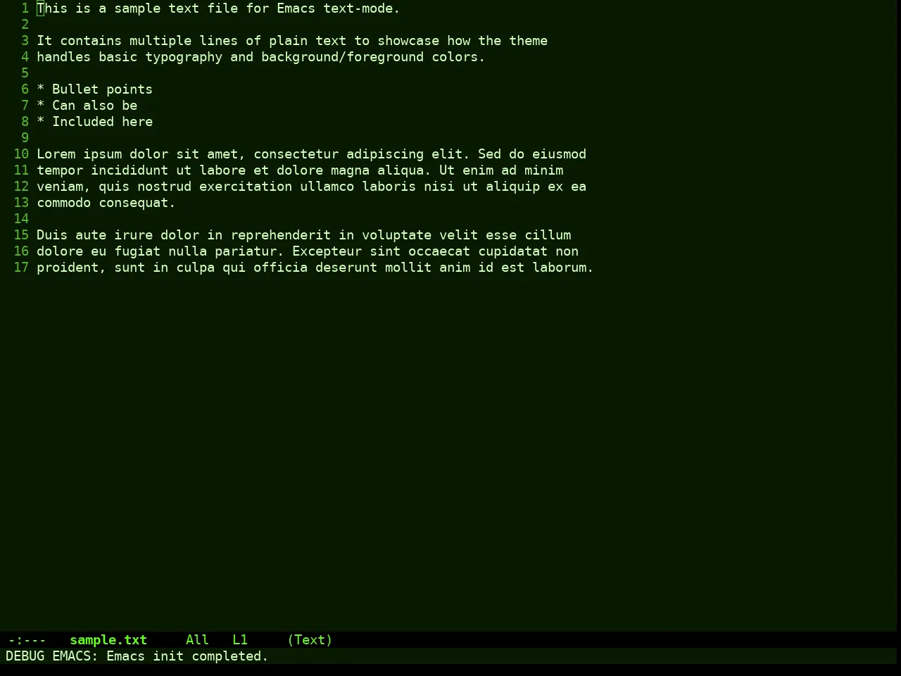 Vegetative Theme in text-mode