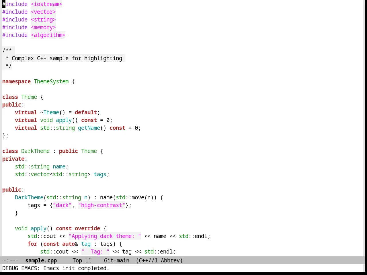 Vim Colors Theme in c++-mode
