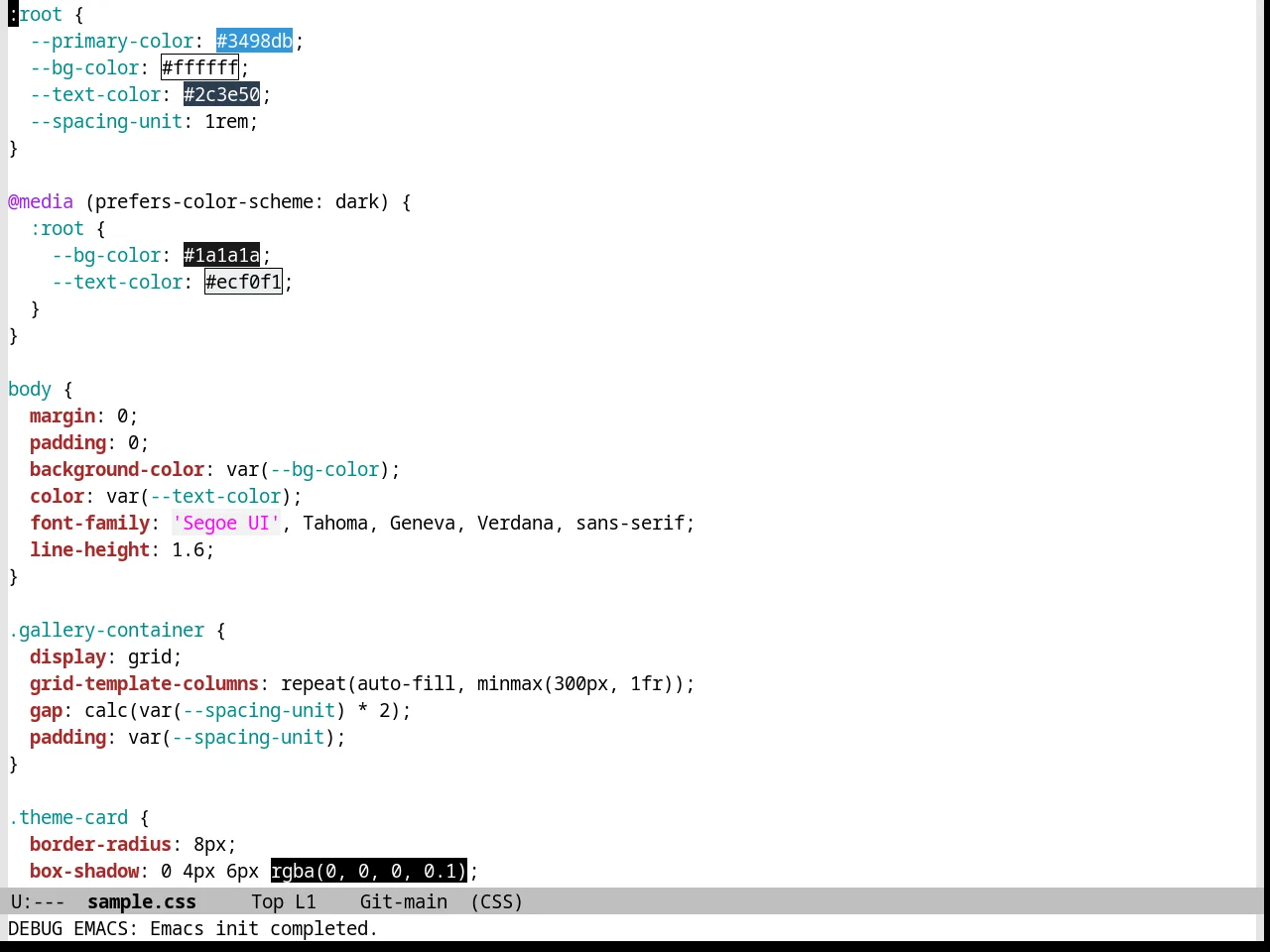 Vim Colors Theme in css-mode