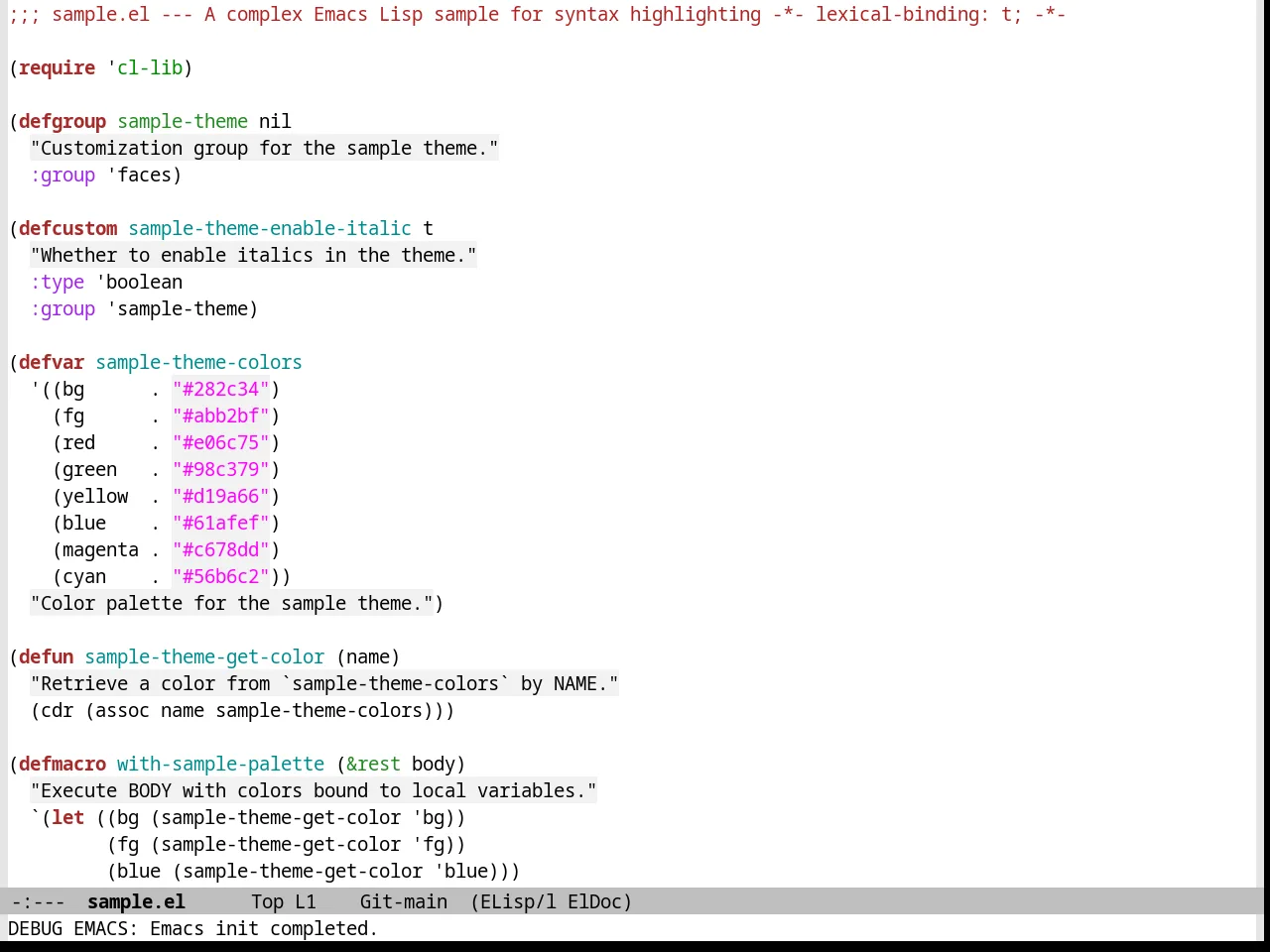 Vim Colors Theme in emacs-lisp-mode