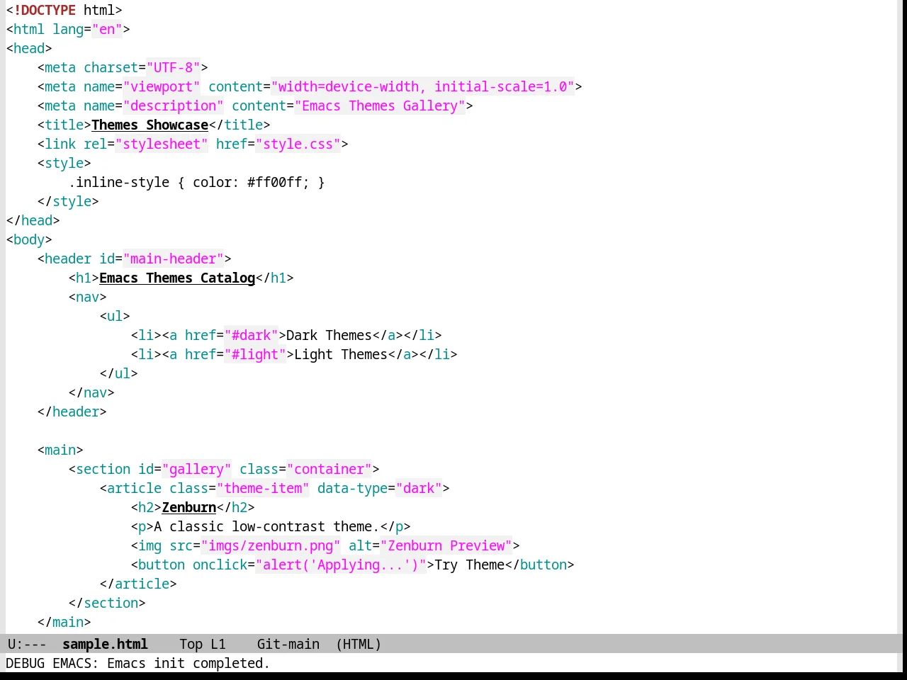 Vim Colors Theme in html-mode
