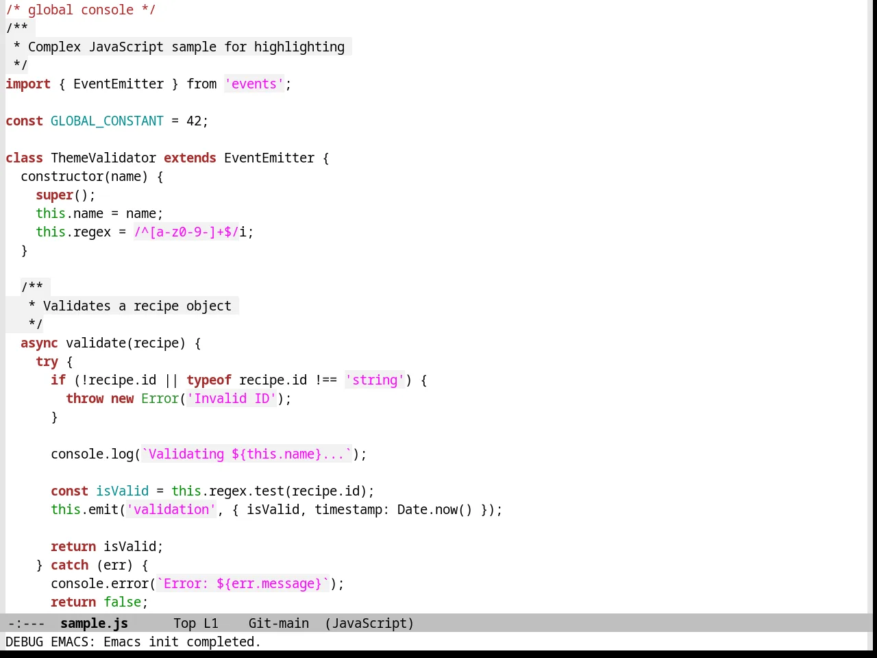 Vim Colors Theme in javascript-mode