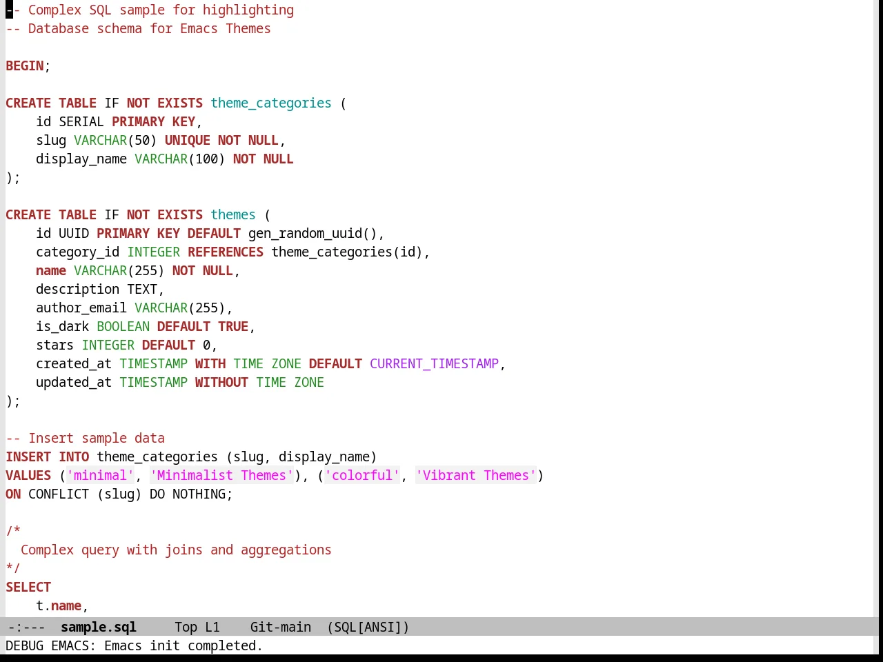 Vim Colors Theme in sql-mode