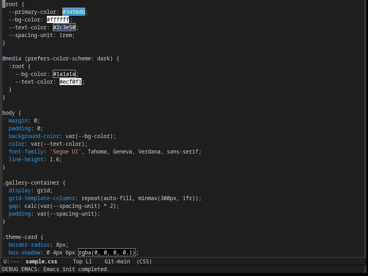 VS Dark Theme in css-mode