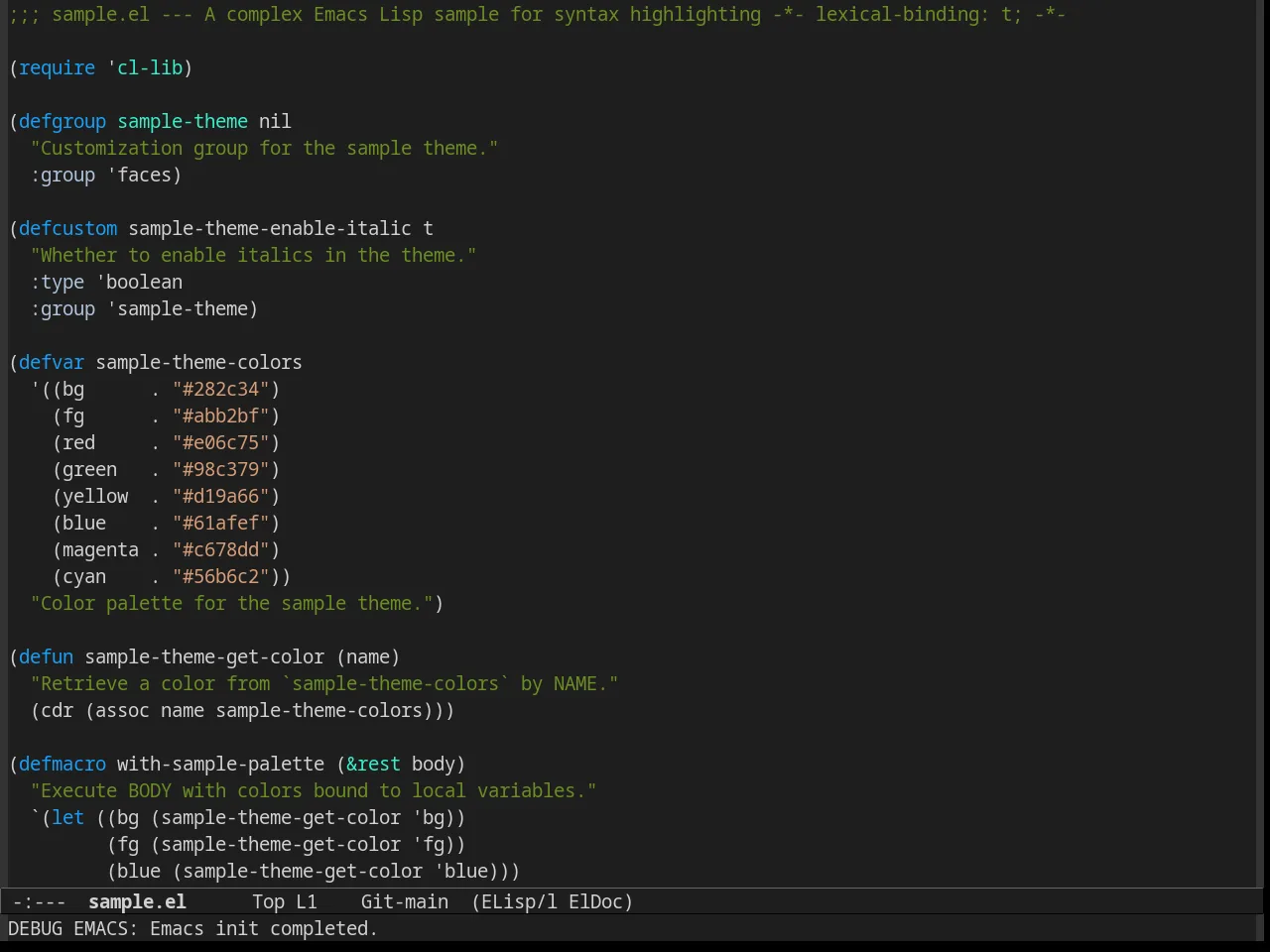 VS Dark Theme in emacs-lisp-mode