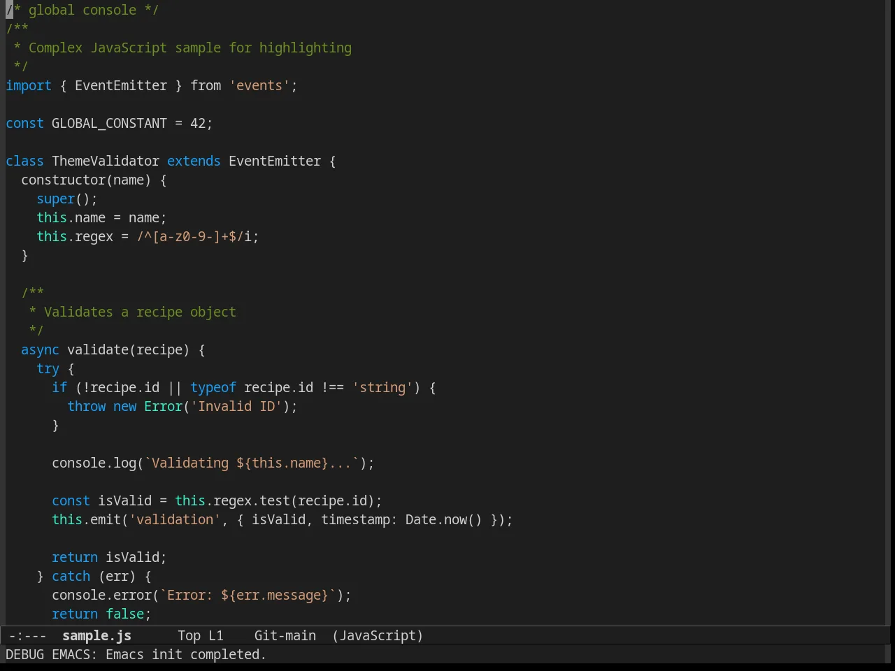 VS Dark Theme in javascript-mode