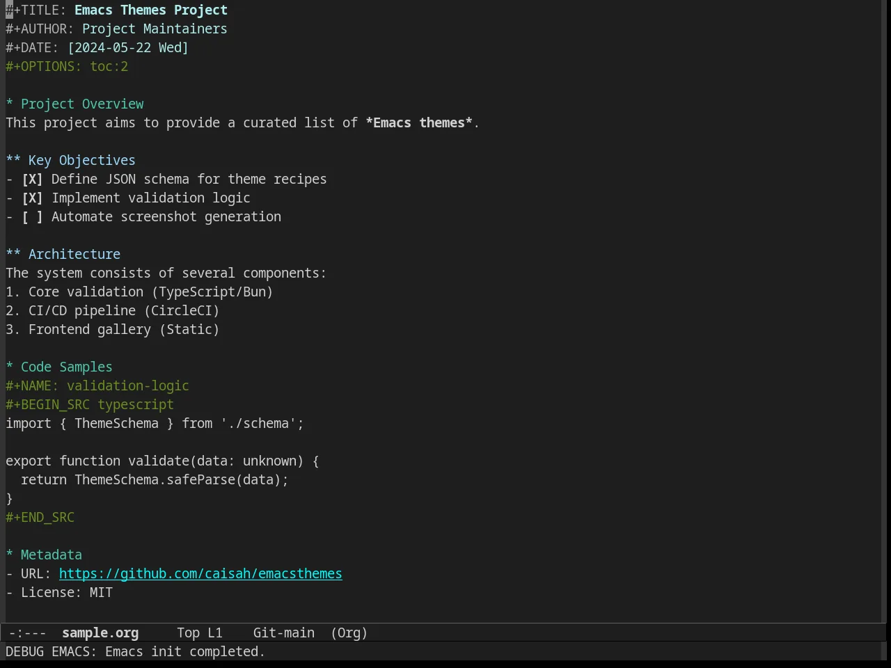 VS Dark Theme in org-mode