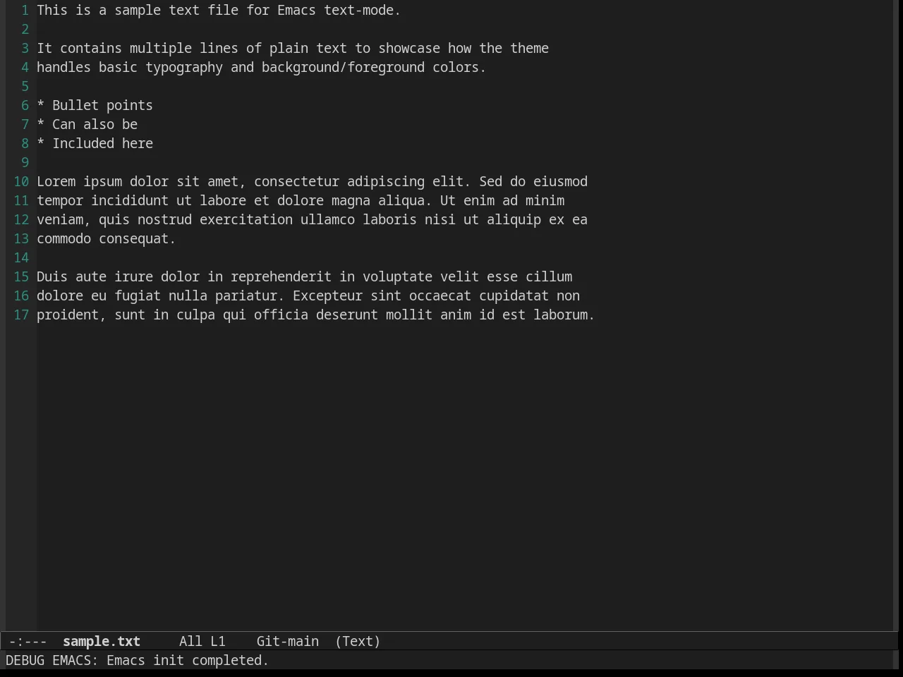 VS Dark Theme in text-mode