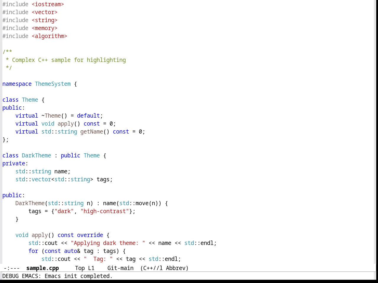 VS Light Theme in c++-mode