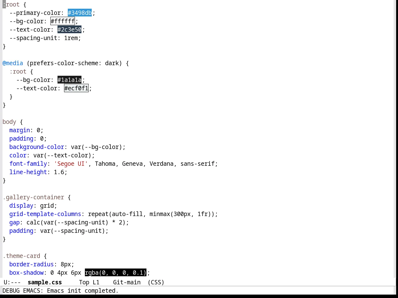 VS Light Theme in css-mode