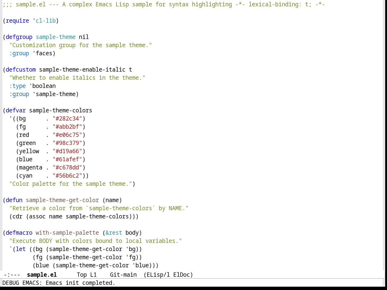 VS Light Theme in emacs-lisp-mode