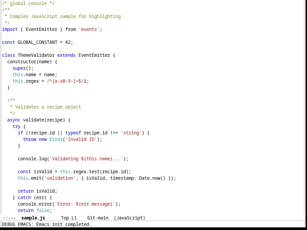 VS Light Theme in javascript-mode