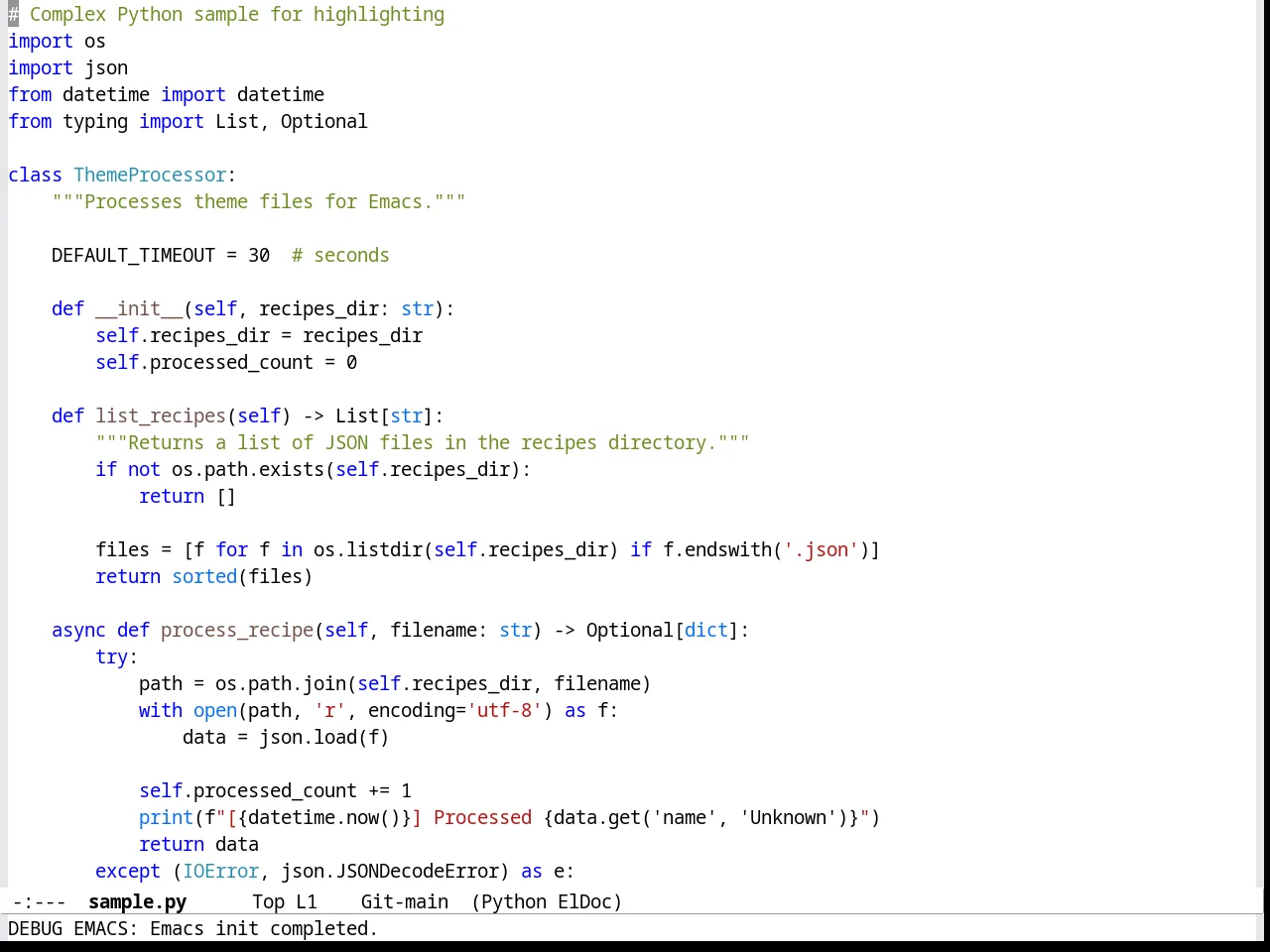 VS Light Theme in python-mode