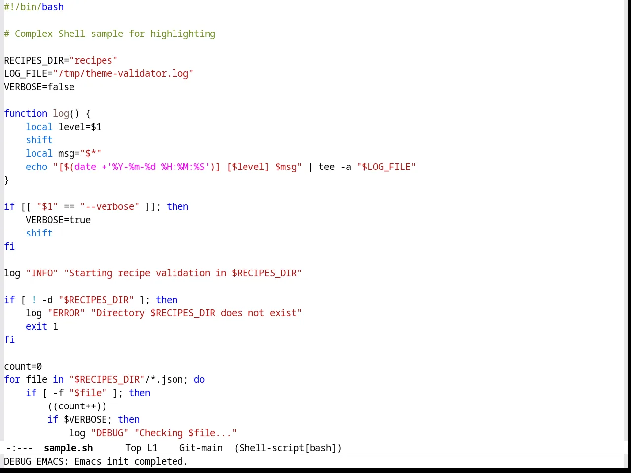 VS Light Theme in sh-mode