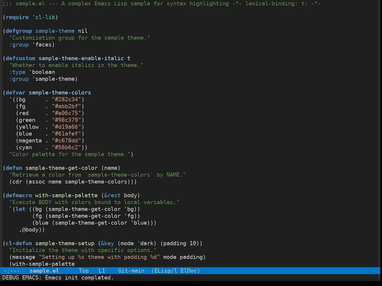 Vscdark Theme in emacs-lisp-mode