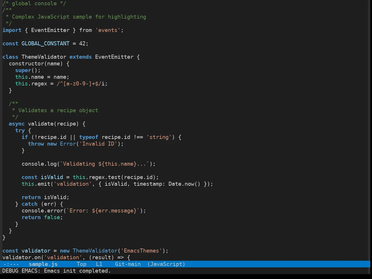 Vscdark Theme in javascript-mode