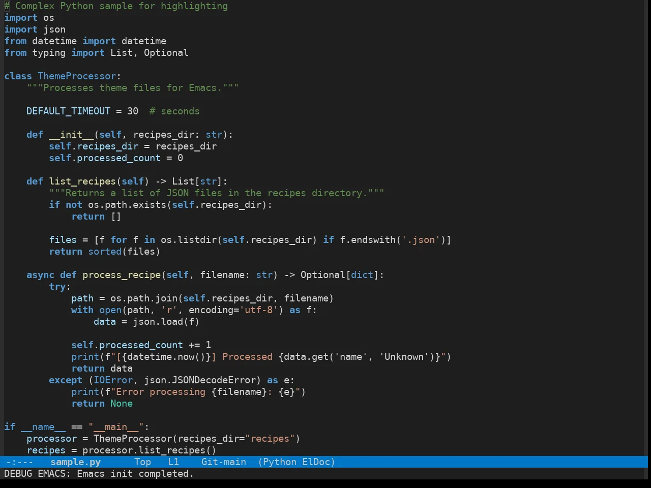 Vscdark Theme in python-mode