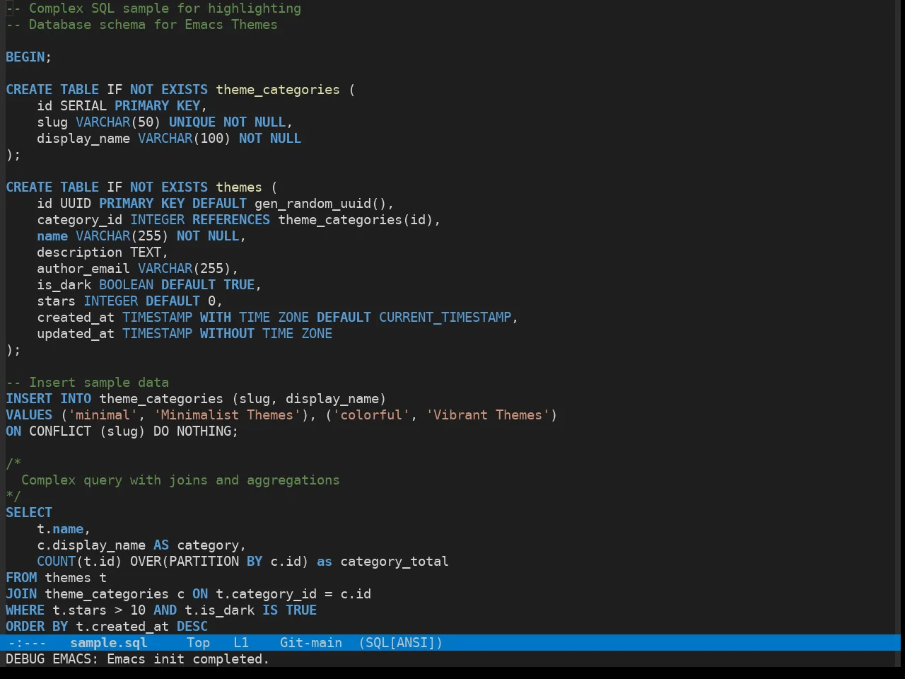 Vscdark Theme in sql-mode