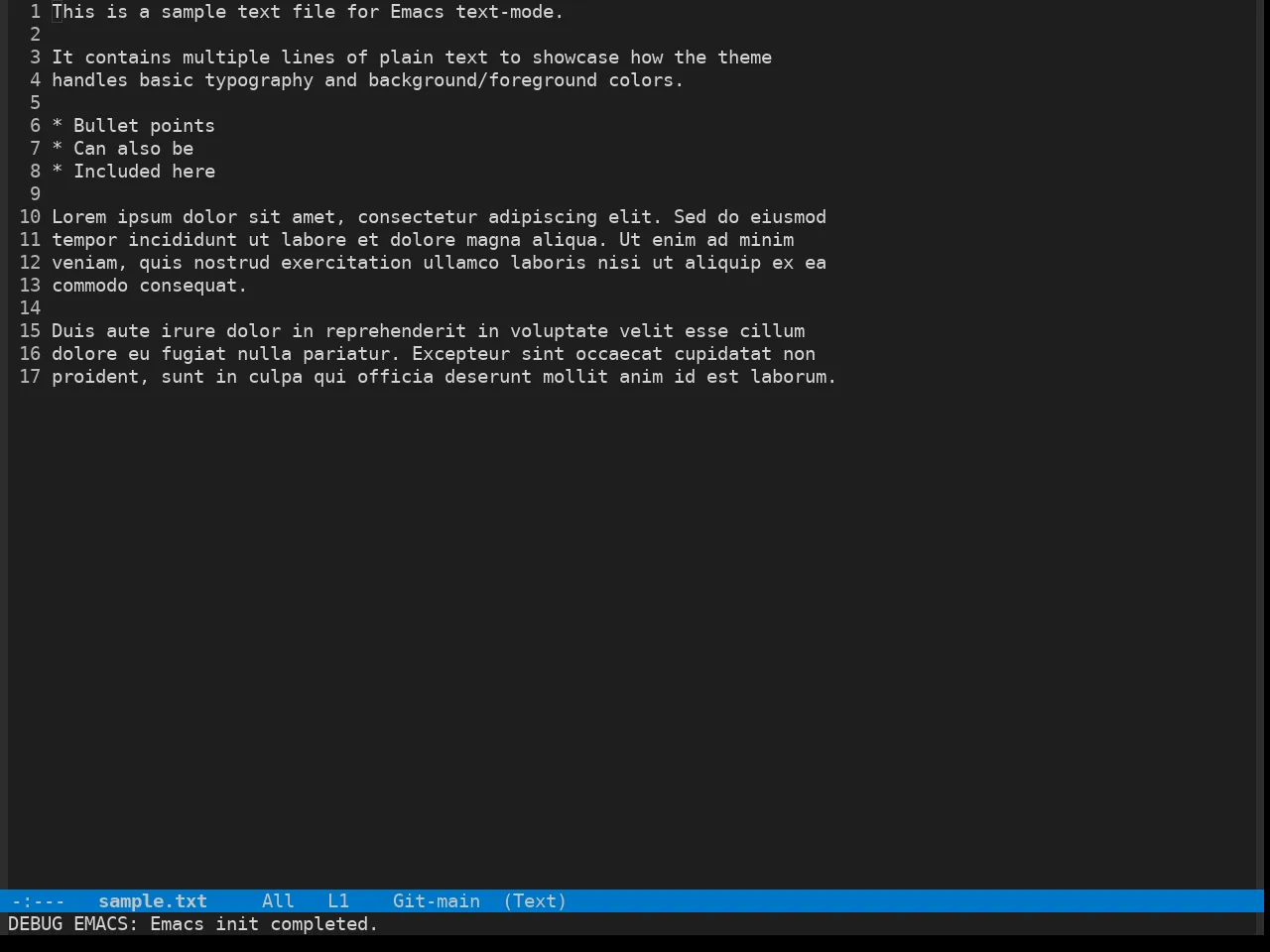 Vscdark Theme in text-mode