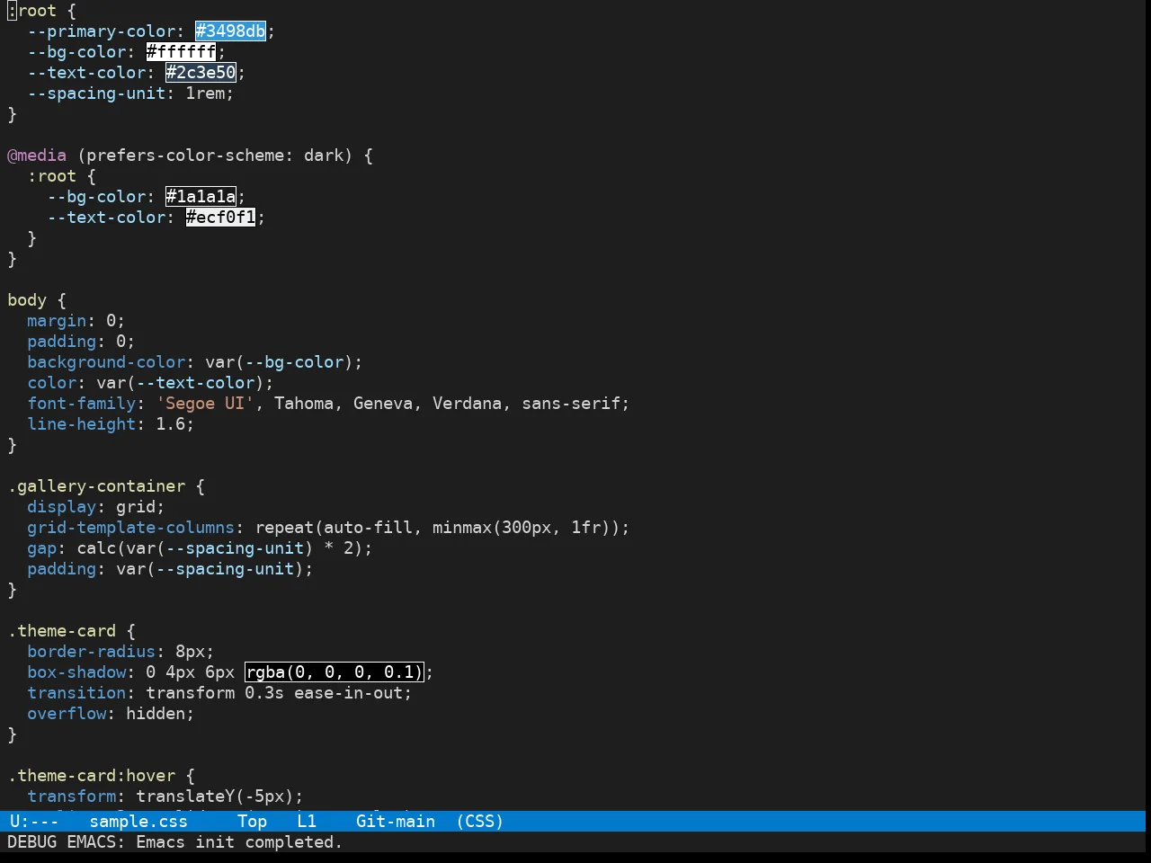 Vscode Dark Plus Theme in css-mode