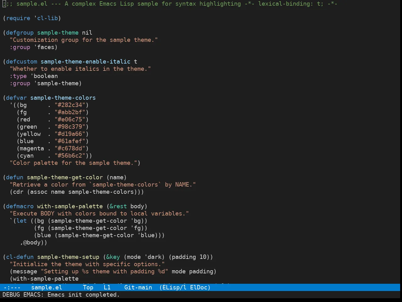 Vscode Dark Plus Theme in emacs-lisp-mode