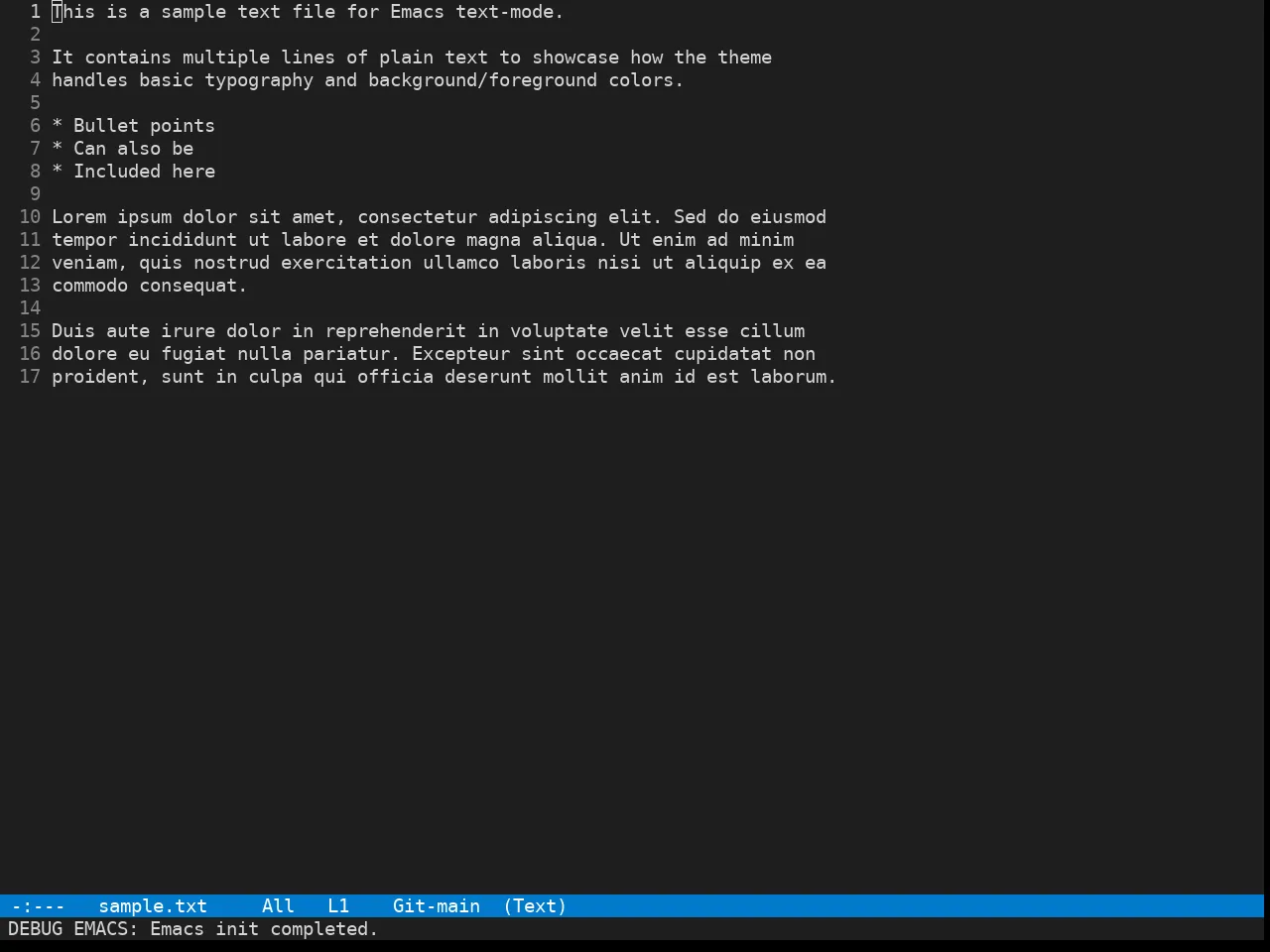 Vscode Dark Plus Theme in text-mode
