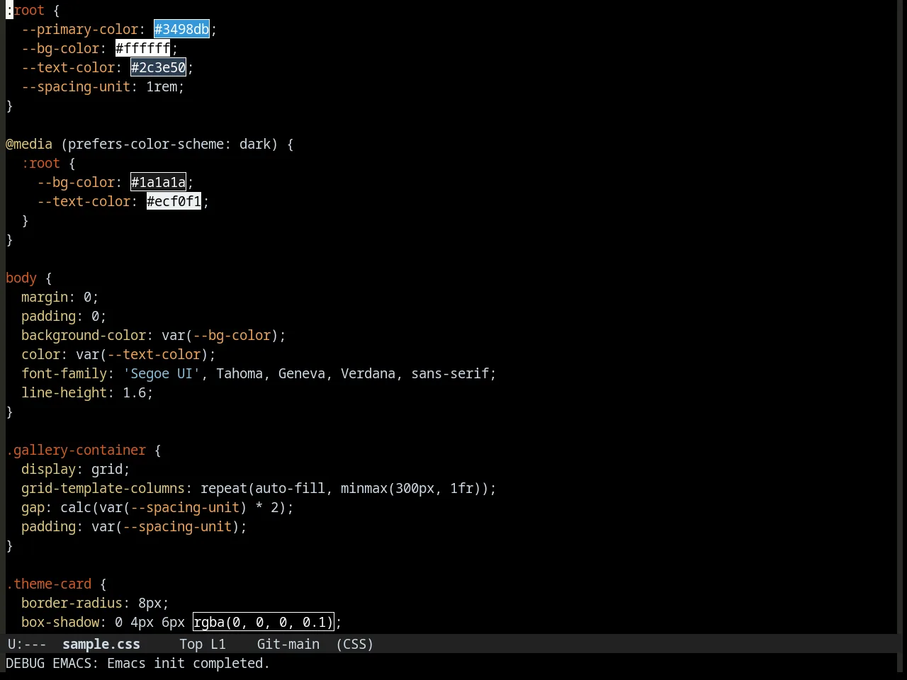 Waher Theme in css-mode